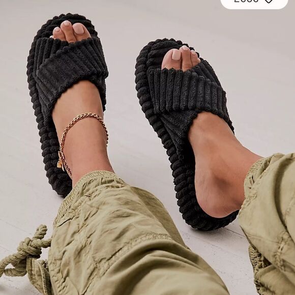 Free People Two Days In Ibiza Sandals Black 7.5 New - Picture 1 of 9